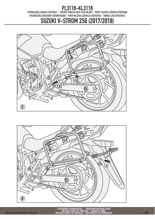 KAPPA STELAŻ KUFRÓW BOCZNYCH MONOKEY SUZUKI V-STROM 250 '17-'21 - RÓWNIEŻ POD KUFRY MONOKEY KMS K'MISSION ALU – zdjęcie 5