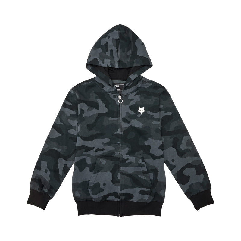 BLUZA Z KAPTUREM NA ZAMEK JUNIOR FOX HEAD BLACK CAMO