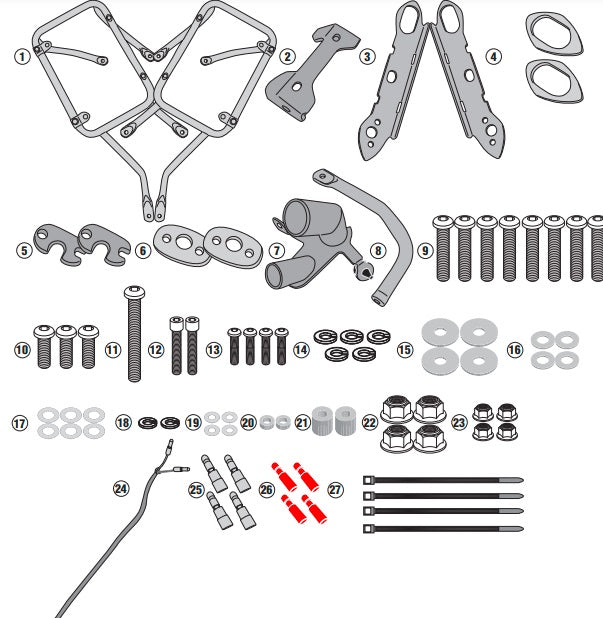 KAPPA STELAŻ KUFRÓW BOCZNYCH MONOKEY CAM SIDE HONDA CB 500 X (19-23) NX 500 '24-'25 POD KUFRY KFR K'FORCE ORAZ KVG K'VOYAGER ALU