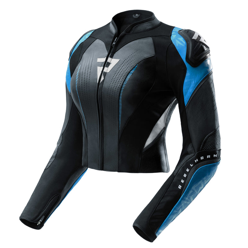 KURTKA MOTOCYKLOWA SKÓRZANA DAMSKA REBELHORN DIVA RS BLACK BLUE