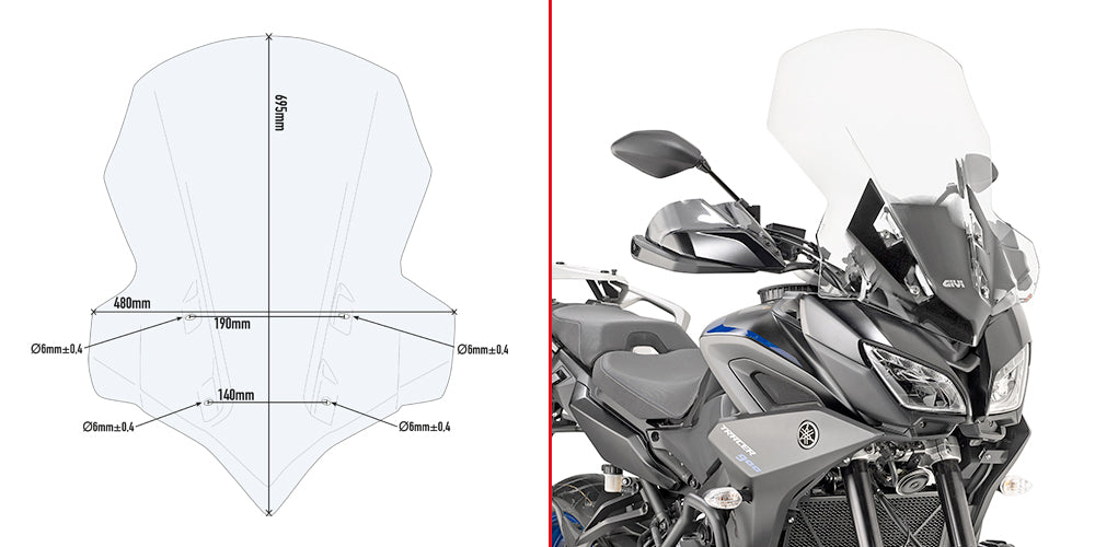 GIVI SZYBA PRZEŹROCZYSTA 69,5 x 48 cm (H x W) - YAMAHA Tracer 900 / Tracer 900 GT (18)