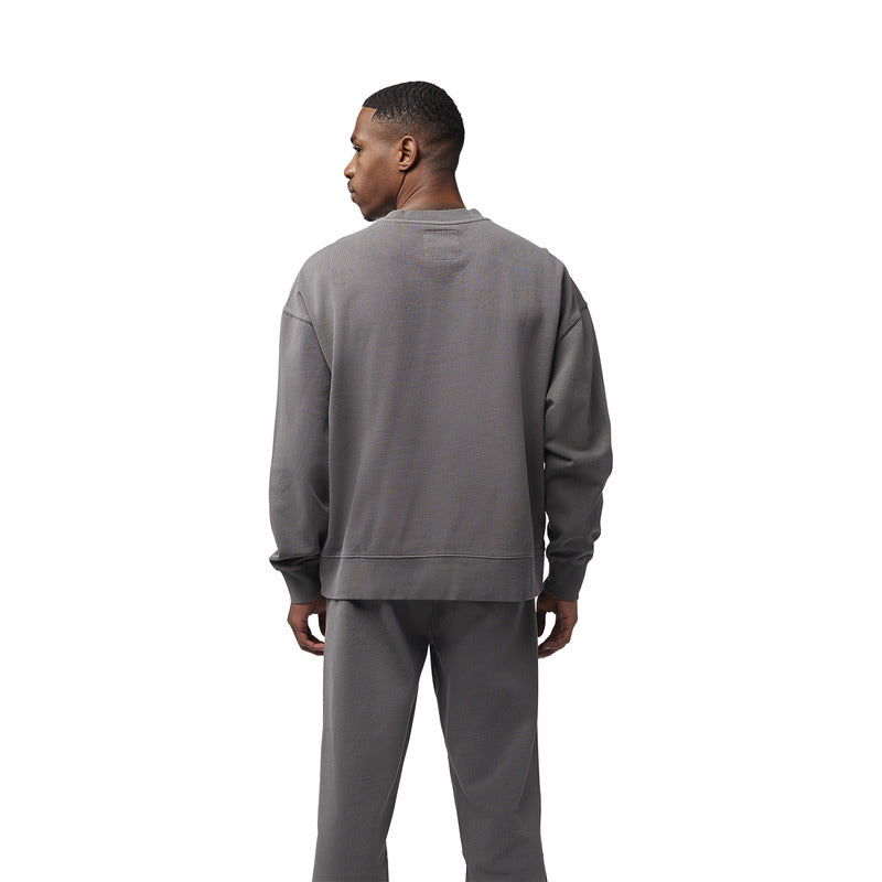 BLUZA FOX WORDMARK OVERSIZED FLEECE CREW PEWTER