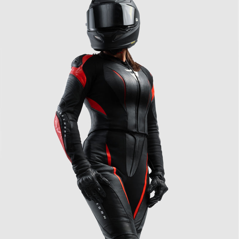 KURTKA MOTOCYKLOWA SKÓRZANA DAMSKA REBELHORN DIVA RS BLACK RED