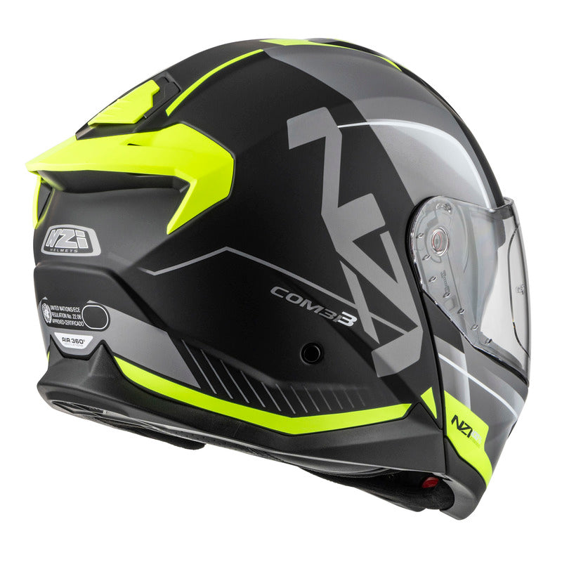 KASK MOTOCYKLOWY NZI COMBI 3 DUO ORBE BLACK ANTRACITE YELLOW MATT XS