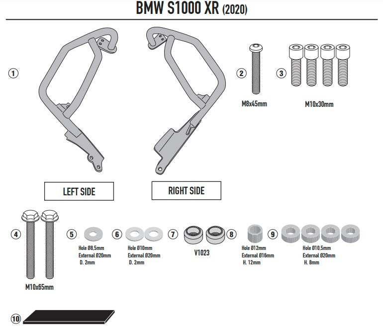 KAPPA GMOLE OSŁONY SILNIKA BMW S 1000 XR (20-25) CZARNE