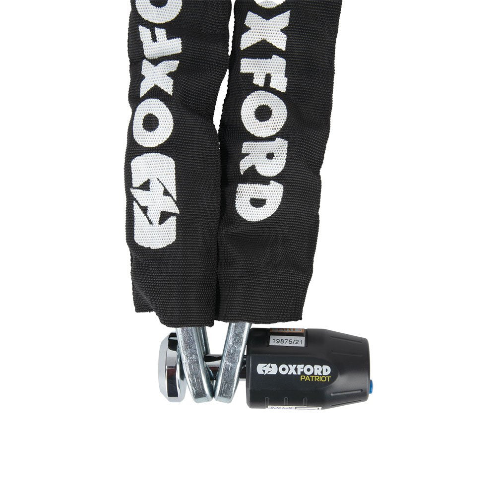 OXFORD PROMOCJA ŁAŃCUCH DO MOTOCYKLA CHAIN LOCK DŁUGOSC 1.2 METRA Z ZAPIĘCIEM PATRIOT (TRZPIEŃ - 14 MM) ŚREDNICA OCZKA 12 MM – zdjęcie 3