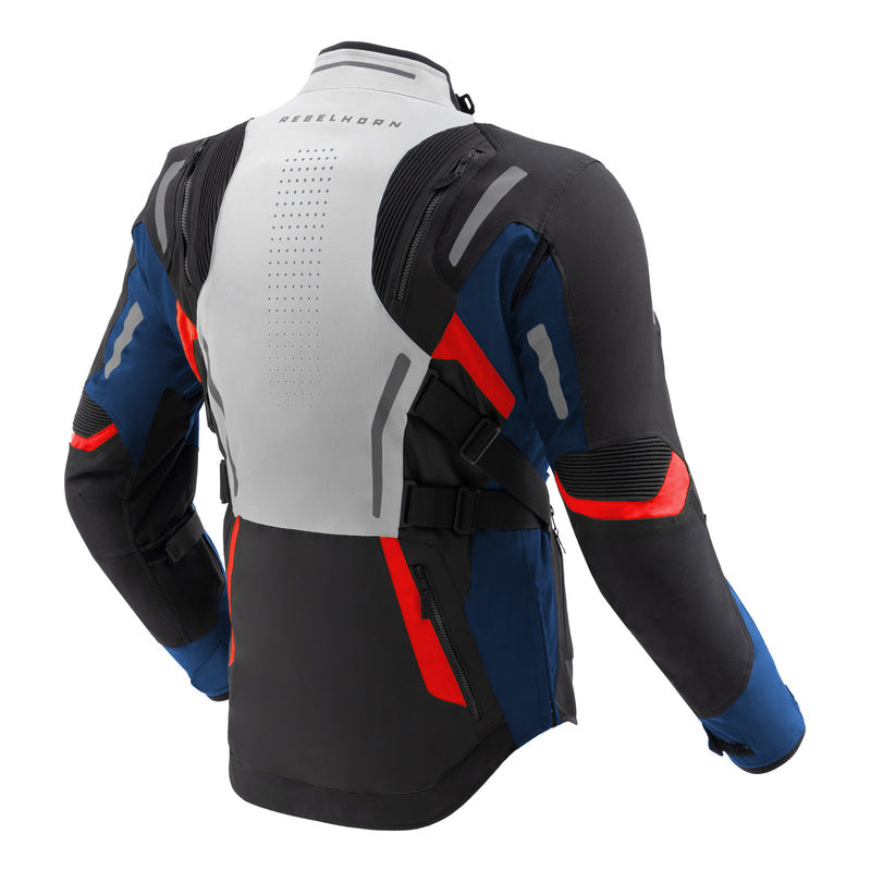 KURTKA MOTOCYKLOWA TEKSTYLNA REBELHORN HIKER 4 LIGHT GREY BLUE RED