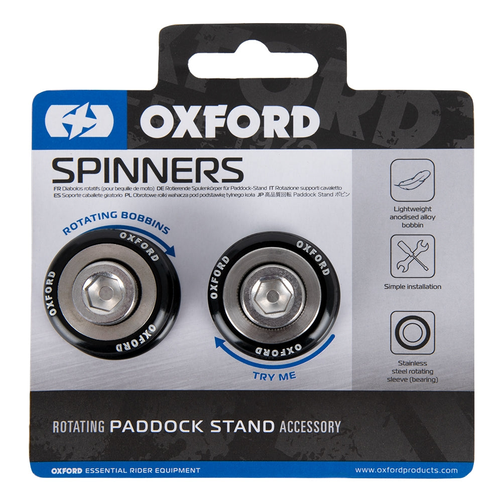OXFORD SPINNERS PREMIUM ROLKI (SLIDERY) WKRĘCANE DO WAHACZA M10X1,5 Z ŁOŻYSKIEM KOLOR CZARNY – zdjęcie 2