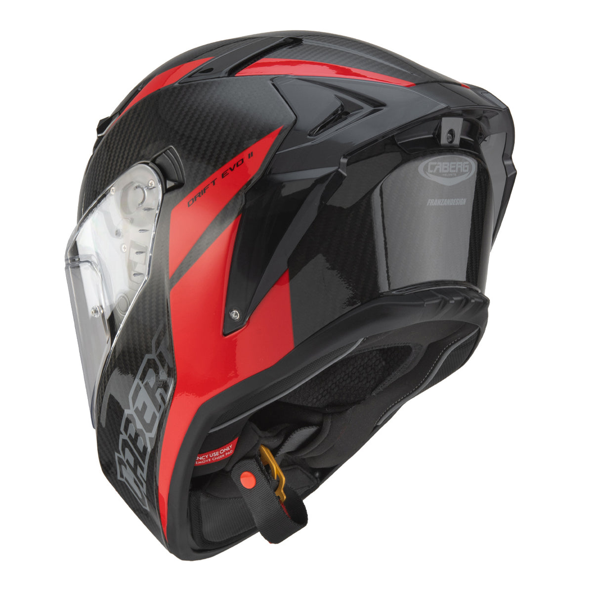 CABERG KASK INTEGRALNY Z BLENDĄ MODEL DRIFT EVO II CARBON NOVA RED (PINLOCK) KOLOR CZARNY/SZARY/CZERWONY (PINLOCK W ZESTAWIE) – zdjęcie 4