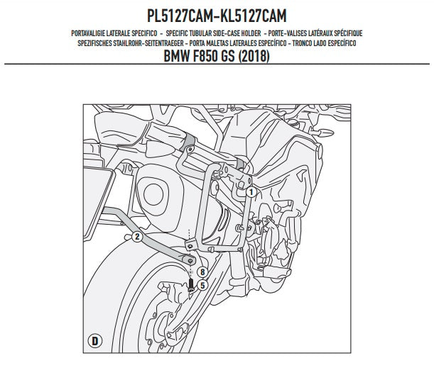 KAPPA STELAŻ KUFRÓW BOCZNYCH MONOKEY CAM SIDE BMW F 750 GS (18-23),F 800 GS (24-25) F 850 GS (18-23), F 850 GS Adventure (19) - POD KUFRY KFR K'FORCE ORAZ KVG K'VOYAGER ALU – zdjęcie 2