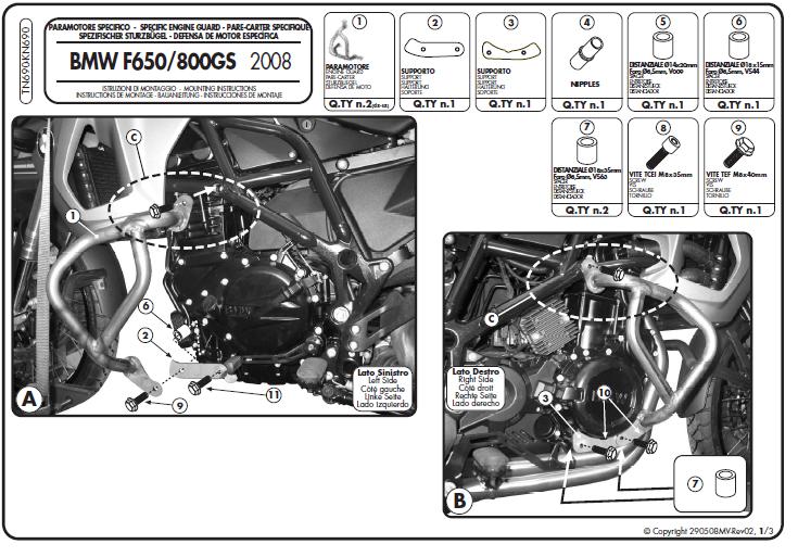 KAPPA GMOLE OSŁONY SILNIKA BMW F 650GS (08-17), F 800GS (08-12) CZARNE – zdjęcie 2