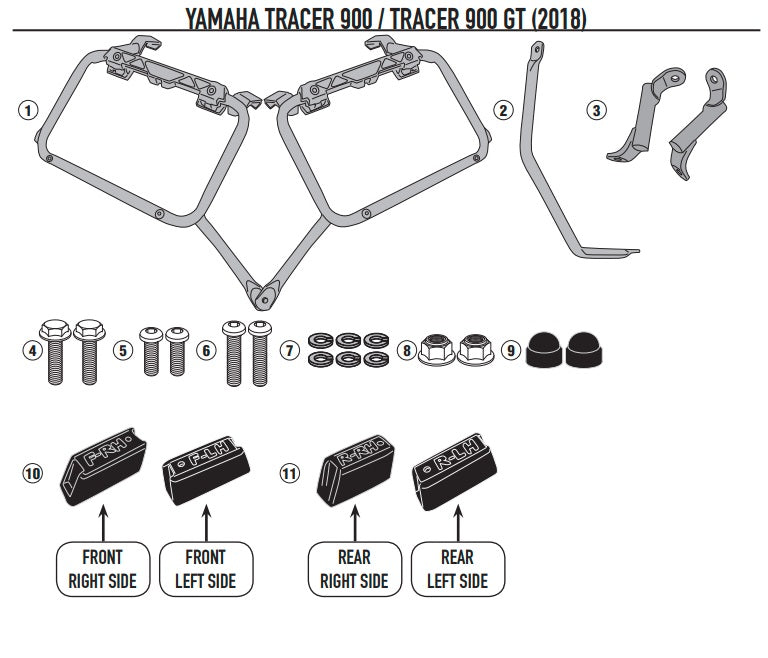 KAPPA STELAŻ KUFRÓW BOCZNYCH MONOKEY CAM SIDE YAMAHA Tracer 900 / Tracer 900 GT (18-19) - POD KUFRY KFR K'FORCE ORAZ KVG K'VOYAGER ALU