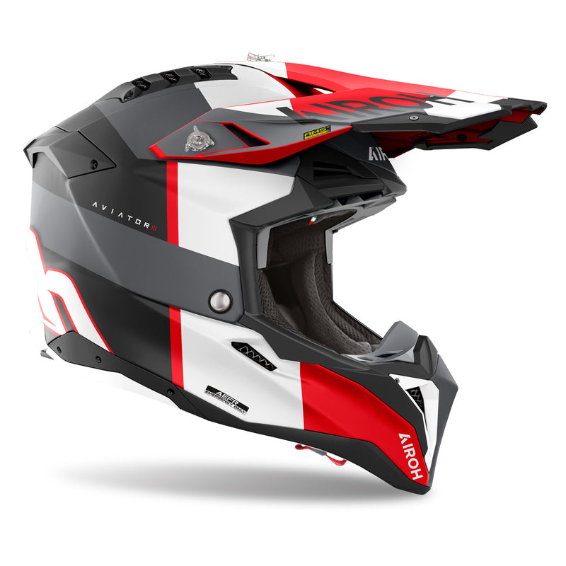 KASK MOTOCYKLOWY AIROH AVIATOR 3 MONARCH GREY RED MATT