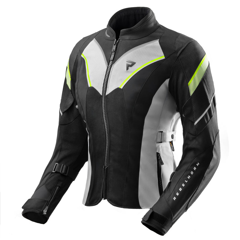 KURTKA MOTOCYKLOWA TEKSTYLNA DAMSKA REBELHORN HIFLOW 5 BLACK GREY FLUO YELLOW WXS