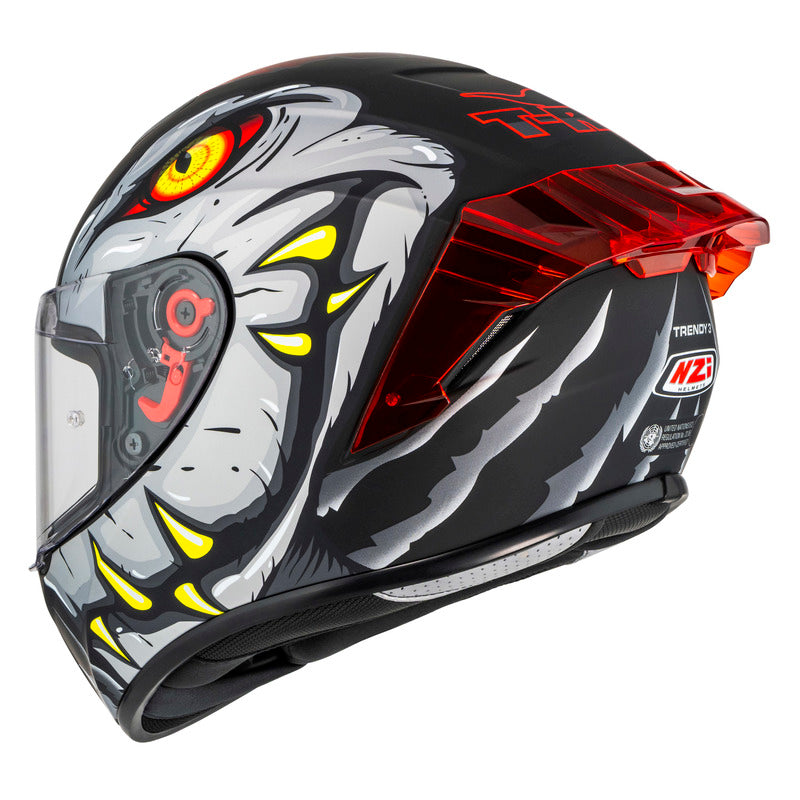 KASK MOTOCYKLOWY NZI TRENDY STREAM RAPTOR BLACK GREY RED S MATT XS