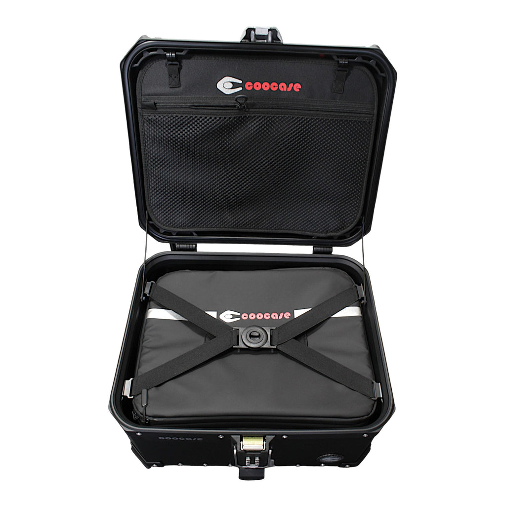 KUFER CENTRALNY ALUMINIOWY COOCASE 55L KEYLESS CZARNY – zdjęcie 5