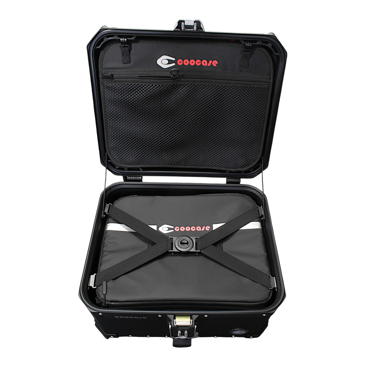 KUFER CENTRALNY ALUMINIOWY COOCASE 55L KEYLESS CZARNY – zdjęcie 5