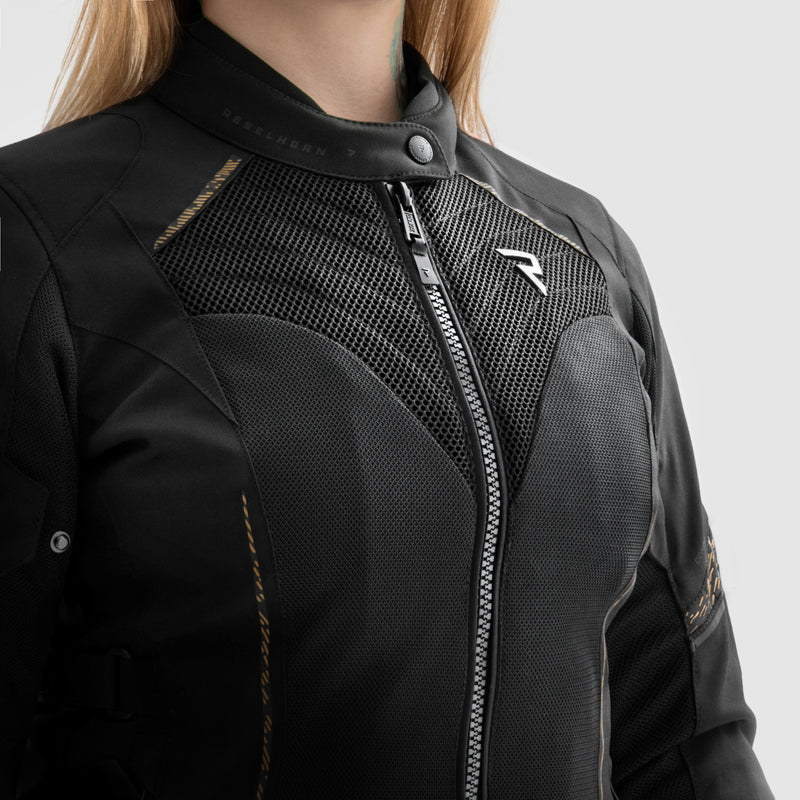 KURTKA MOTOCYKLOWA TEKSTYLNA DAMSKA REBELHORN JAX BLACK GOLD WS