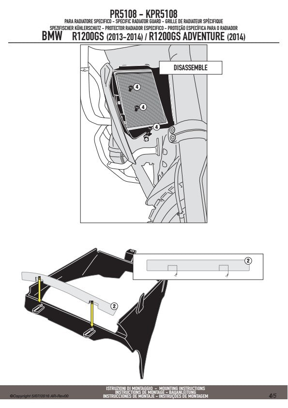 KAPPA OSŁONA CHŁODNICY BMW R 1200GS (13-18), R 1200GS ADVENTURE R (14-18) R 1250GS (19-23) CZARNA (PARA) – zdjęcie 5