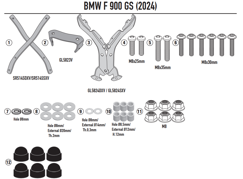 KAPPA STELAŻ KUFRA CENTRALNEGO BMW F 900 GS '24-, (BEZ PŁYTY)