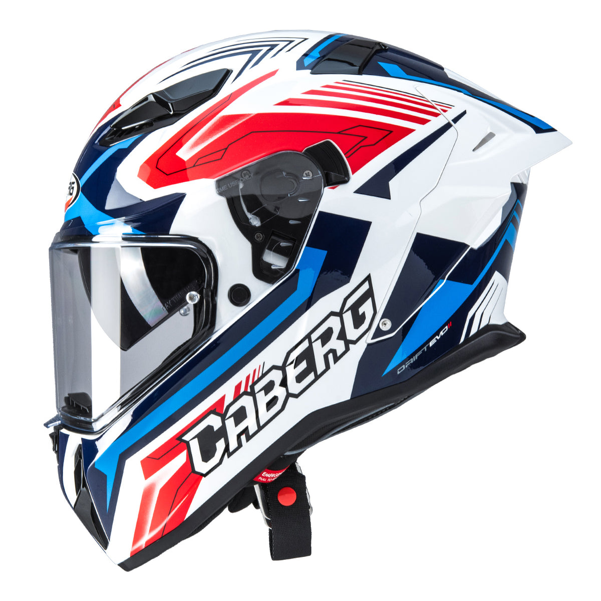 CABERG KASK INTEGRALNY Z BLENDĄ MODEL DRIFT EVO II JARAMA KOLOR BIAŁY/CZERWONY/NIEBIESKI (PINLOCK W ZESTAWIE) – zdjęcie 2