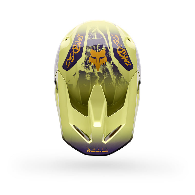 KASK MOTOCYKLOWY FOX V1 IMAGE PRINT PURPLE YELLOW