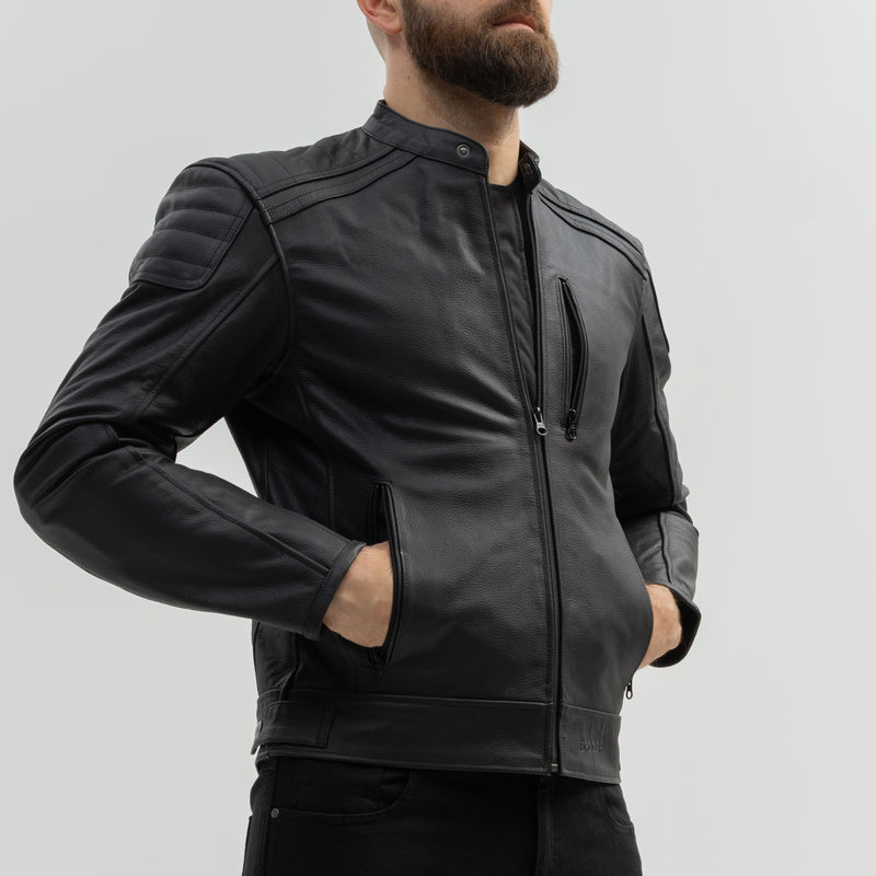 KURTKA MOTOCYKLOWA SKÓRZANA BROGER LEGEND BLACK