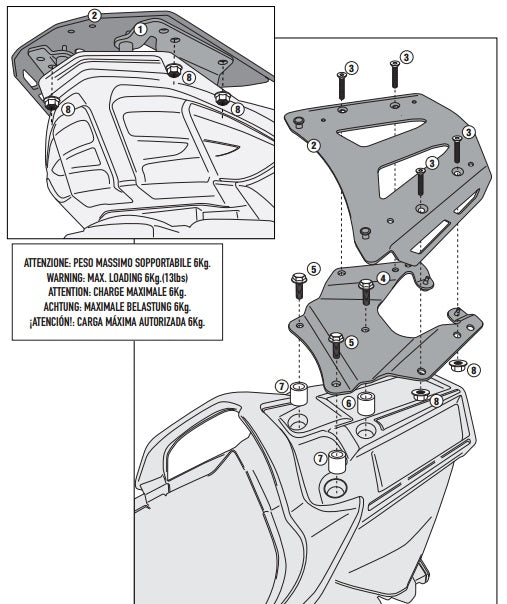 KAPPA STELAŻ KUFRA CENTRALNEGO YAMAHA FJR 1300 '06-'20 ALUMINIOWY MONOKEY – zdjęcie 4