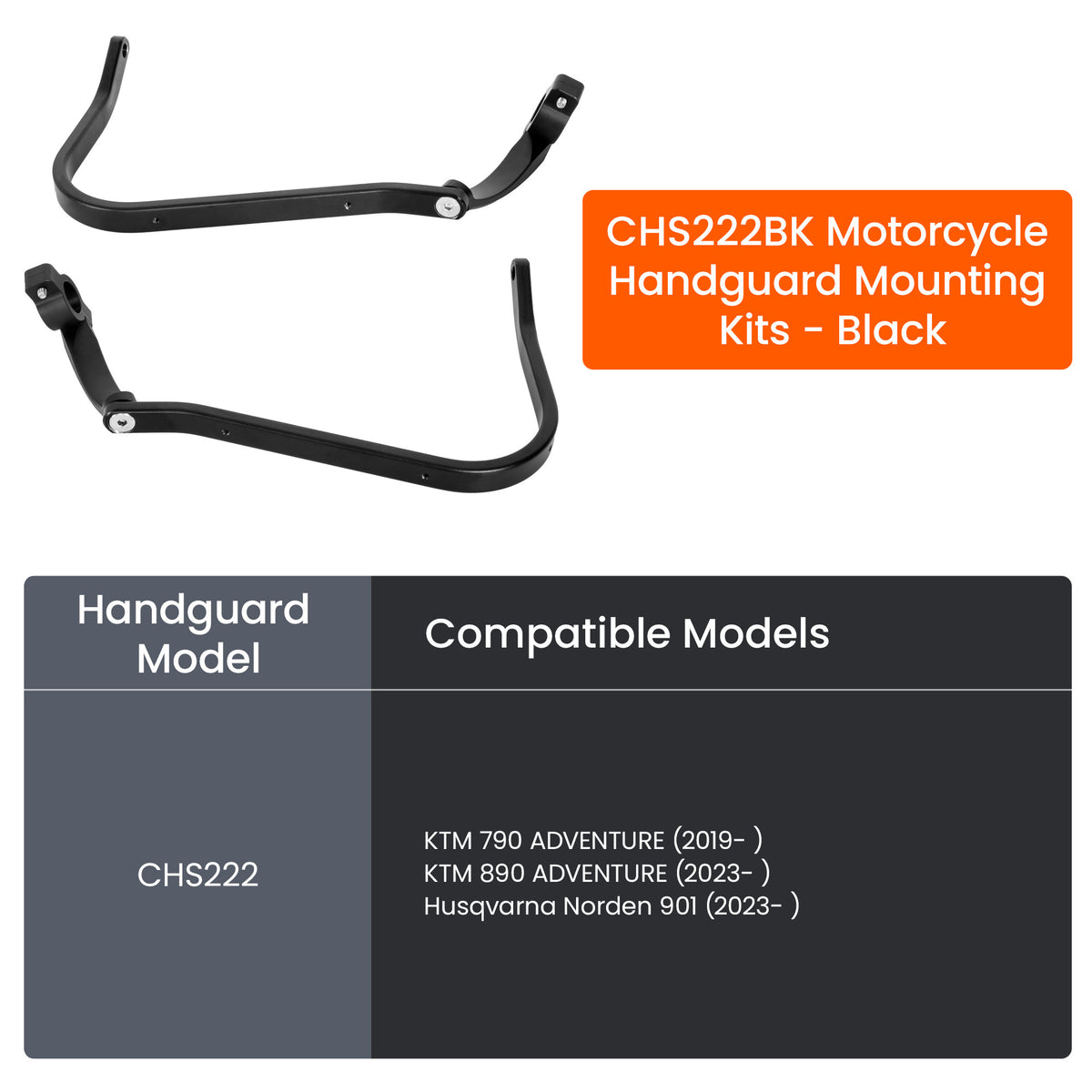 LOBOO Osłony dłoni (mocowania, czarne) KTM 790 ADVENTURE (2019-) KTM 890 ADVENTURE (2023-) Husqvarna Norden 901 (2023-)