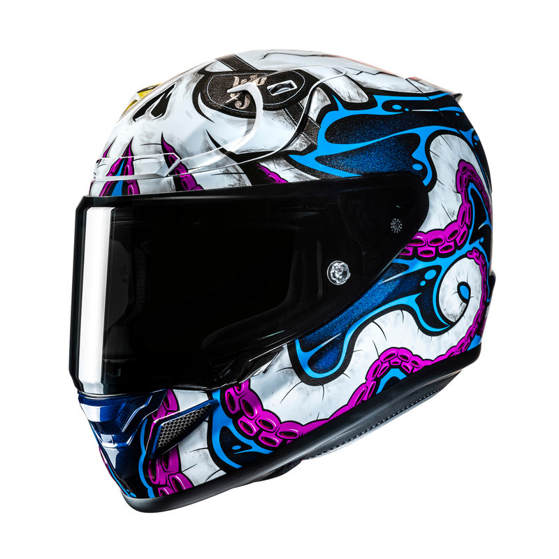 KASK MOTOCYKLOWY HJC RPHA12 KRAKEN WHITE BLUE