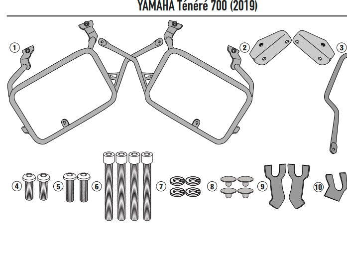 KAPPA STELAŻ KUFRÓW BOCZNYCH MONOKEY CAM SIDE YAMAHA Tenere 700 /WORLD RAID '19-'24 - POD KUFRY KFR K'FORCE ORAZ KVG K'VOYAGER ALU