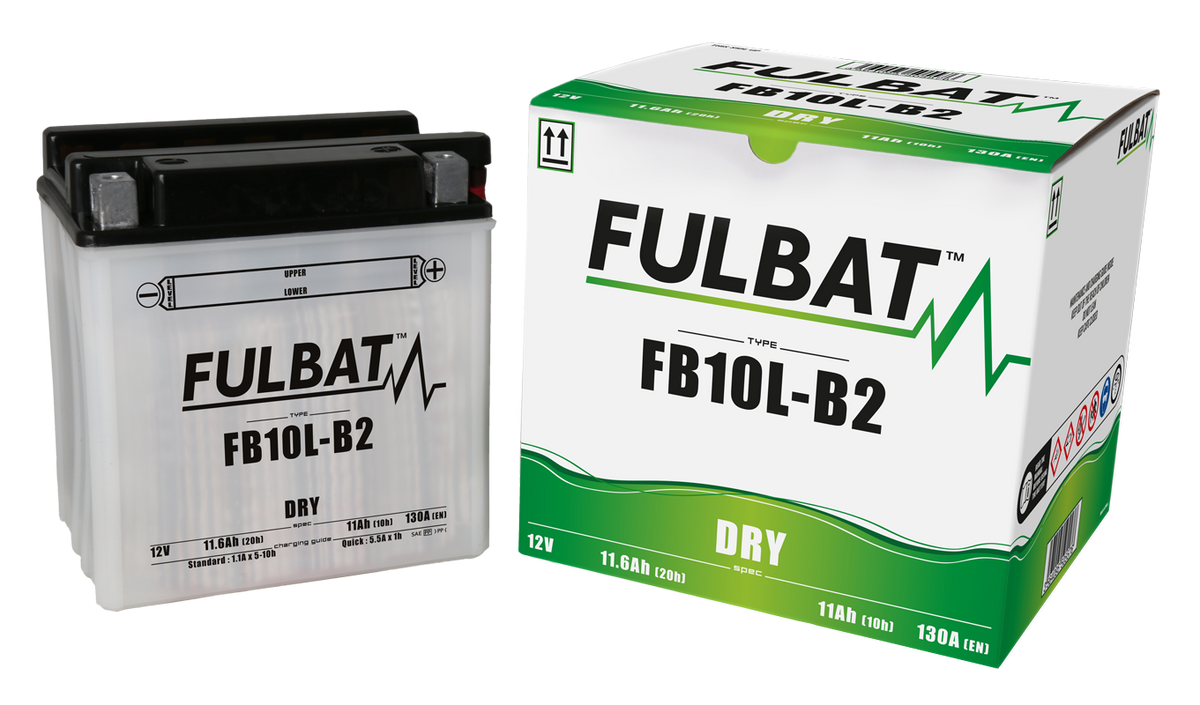 Akumulator FULBAT FUL DRY - FB10L-B2 / YB10L-B2 (suchy, obsługowy, kwas w zestawie)
