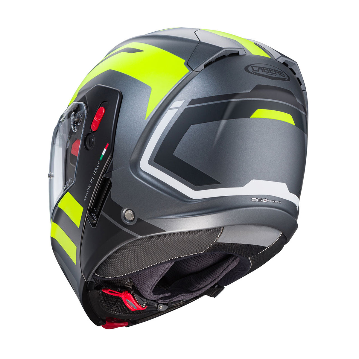 CABERG PROMOCJA KASK SZCZĘKOWY FLIP-UP MODEL HORUS X ROAD KOLOR SZARY MAT/CZARNY/ŻÓŁTY FLUO (PINLOCK W ZESTAWIE) – zdjęcie 4