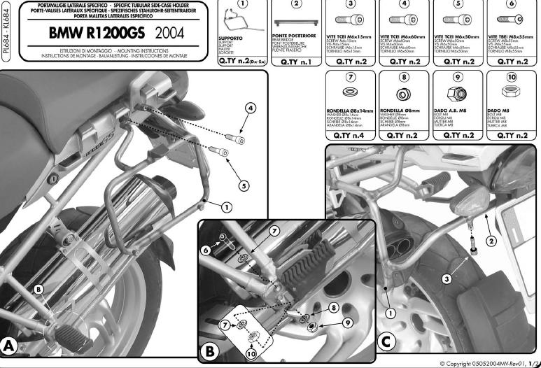 KAPPA STELAŻ KUFRÓW BOCZNYCH MONOKEY BMW R 1200GS (04-12), R 1200 GS Adventure (06-13) - RÓWNIEŻ POD KUFRY MONOKEY KMS K'MISSION ALU – zdjęcie 2