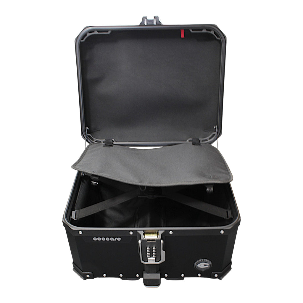 KUFER CENTRALNY ALUMINIOWY COOCASE 55L KEYLESS Z WYSUWANYM OPARCIEM CZARNY – zdjęcie 9