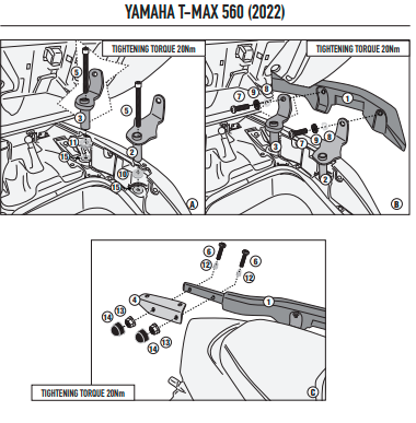 KAPPA STELAŻ KUFRA CENTRALNEGO YAMAHA T-MAX 560 '22-'25, (BEZ PŁYTY) – zdjęcie 2
