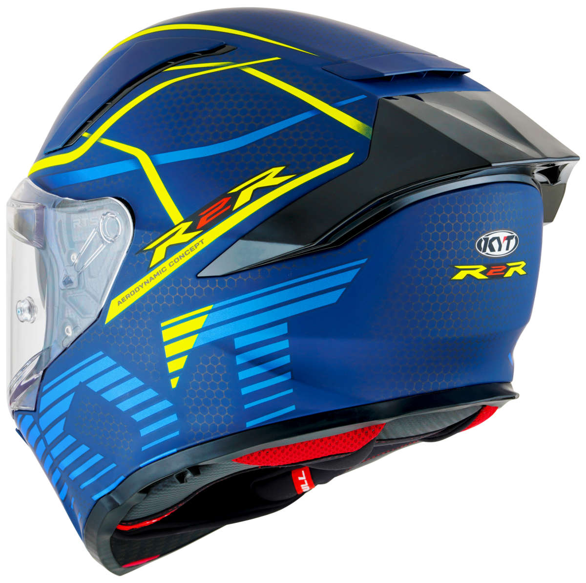 Kask Motocyklowy KYT R2R CONCEPT matowy niebieski/żółty ECE/ONU 22-06 – zdjęcie 5
