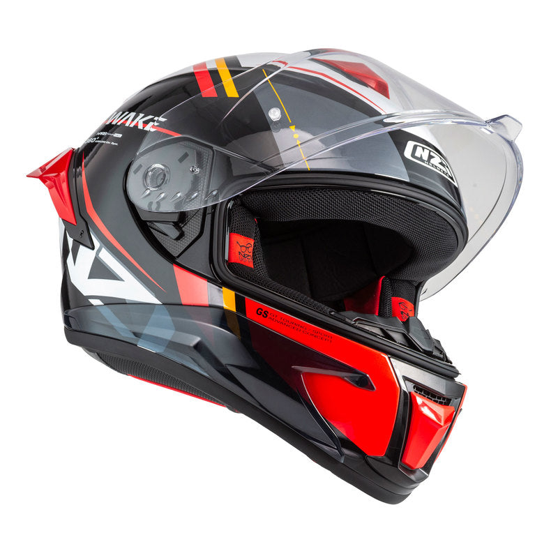 KASK MOTOCYKLOWY NZI WAKE STREAM BOOSTER STRIPES BLACK WHITE RED XS