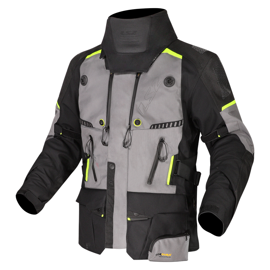 KURTKA LS2 APOLLO MAN BLACK DARK GREY H-V YEL.