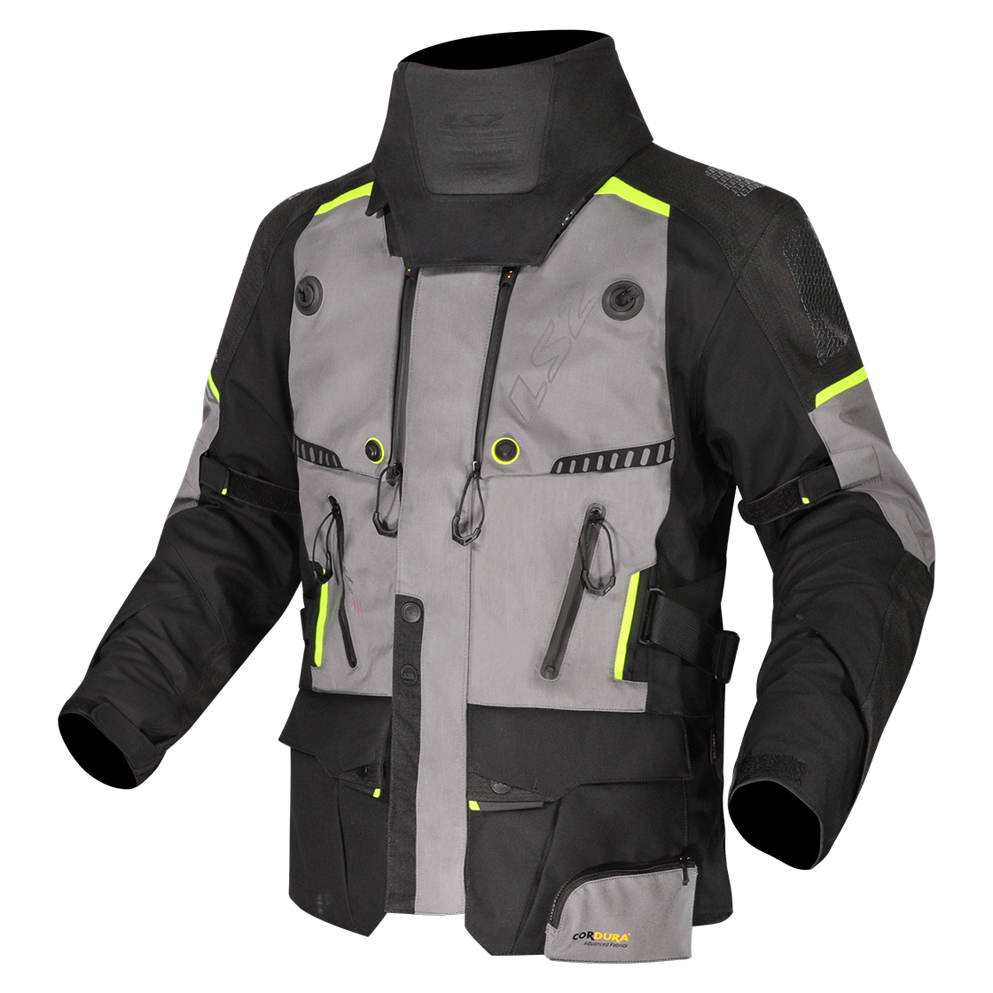 KURTKA LS2 APOLLO MAN BLACK DARK GREY H-V YEL.