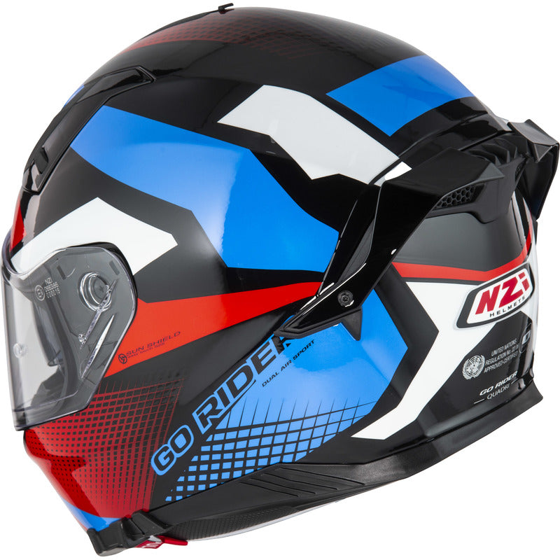 KASK MOTOCYKLOWY NZI GO RIDER STREAM DUO QUADRI BLACK RED BLUE XS