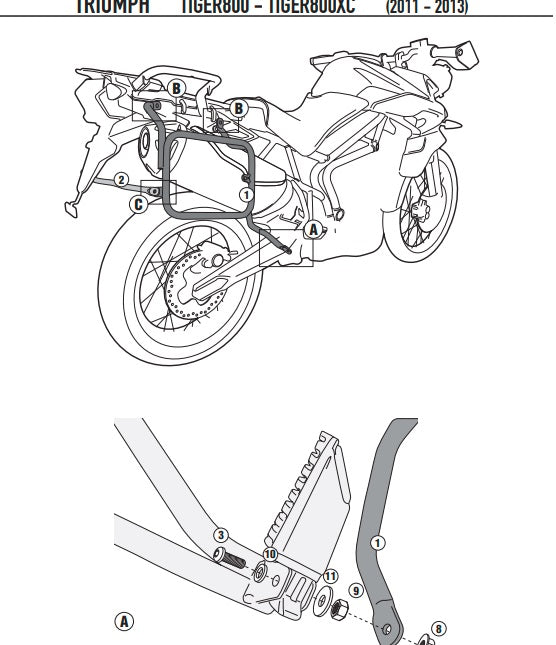 KAPPA STELAŻ KUFRÓW BOCZNYCH MONOKEY CAM SIDE TRIUMPH Tiger 800 / 800 XC / 800 XR (11-17) - POD KUFRY KFR K'FORCE ORAZ KVG K'VOYAGER ALU