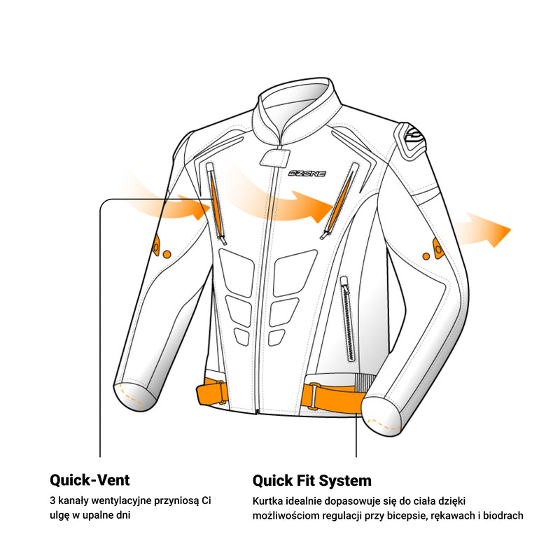 KURTKA MOTOCYKLOWA TEKSTYLNA OZONE PULSE BLACK FLUO YELLOW
