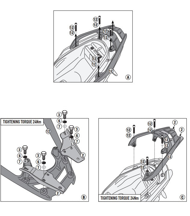 KAPPA STELAŻ KUFRA CENTRALNEGO BOCZNYCH KYMCO DINK R TUNNEL/FLAT 125/150 '23-'25, ( BEZ PŁYTY ) – zdjęcie 2