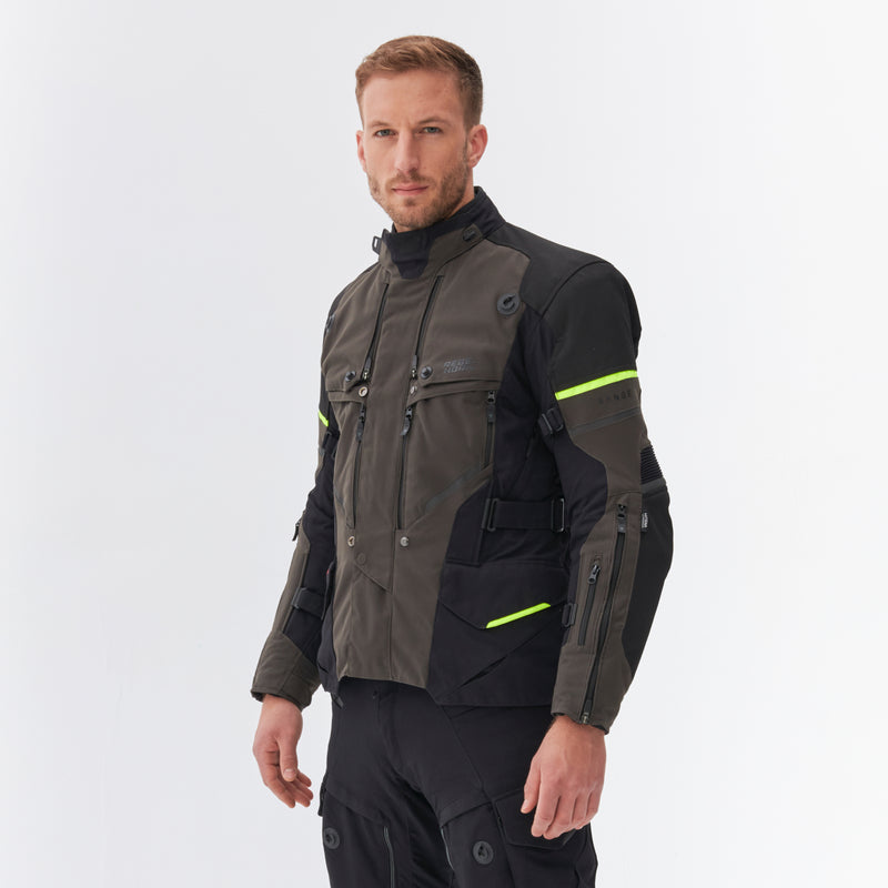 KURTKA MOTOCYKLOWA TEKSTYLNA REBELHORN RANGE BLACK DARK GREY FLUO YELLOW