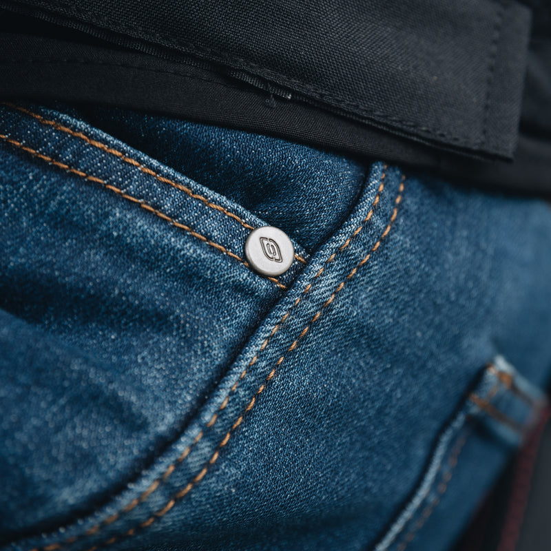 JEANSY MOTOCYKLOWE OZONE STRIKER SLIM FIT WASHED BLUE