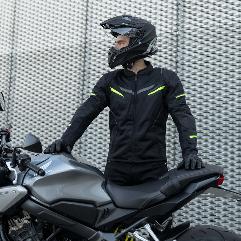 KURTKA MOTOCYKLOWA TEKSTYLNA REBELHORN FLUX BLACK FLUO YELLOW