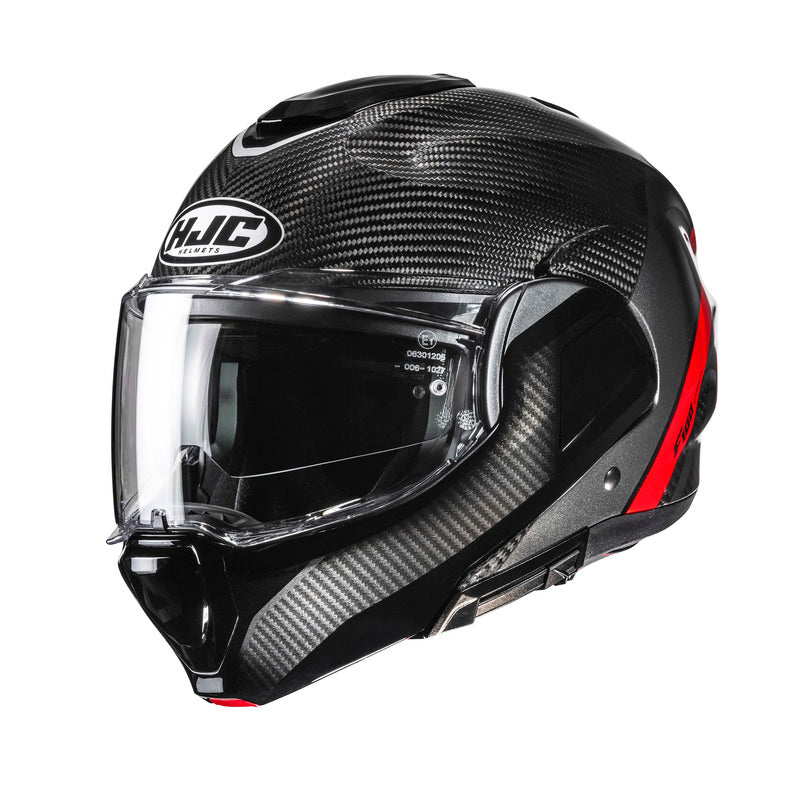 KASK MOTOCYKLOWY HJC F100 CARBON STAN BLACK RED