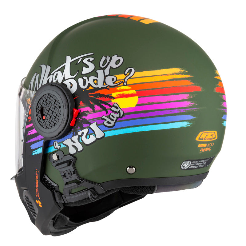 KASK MOTOCYKLOWY NZI MINIMOD DUO RAINBOW GREENBLACK SILVER MATT XS