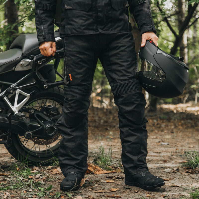 SPODNIE MOTOCYKLOWE TEKSTYLNE OZONE VULCAN BLACK (DŁUGA NOGAWKA)
